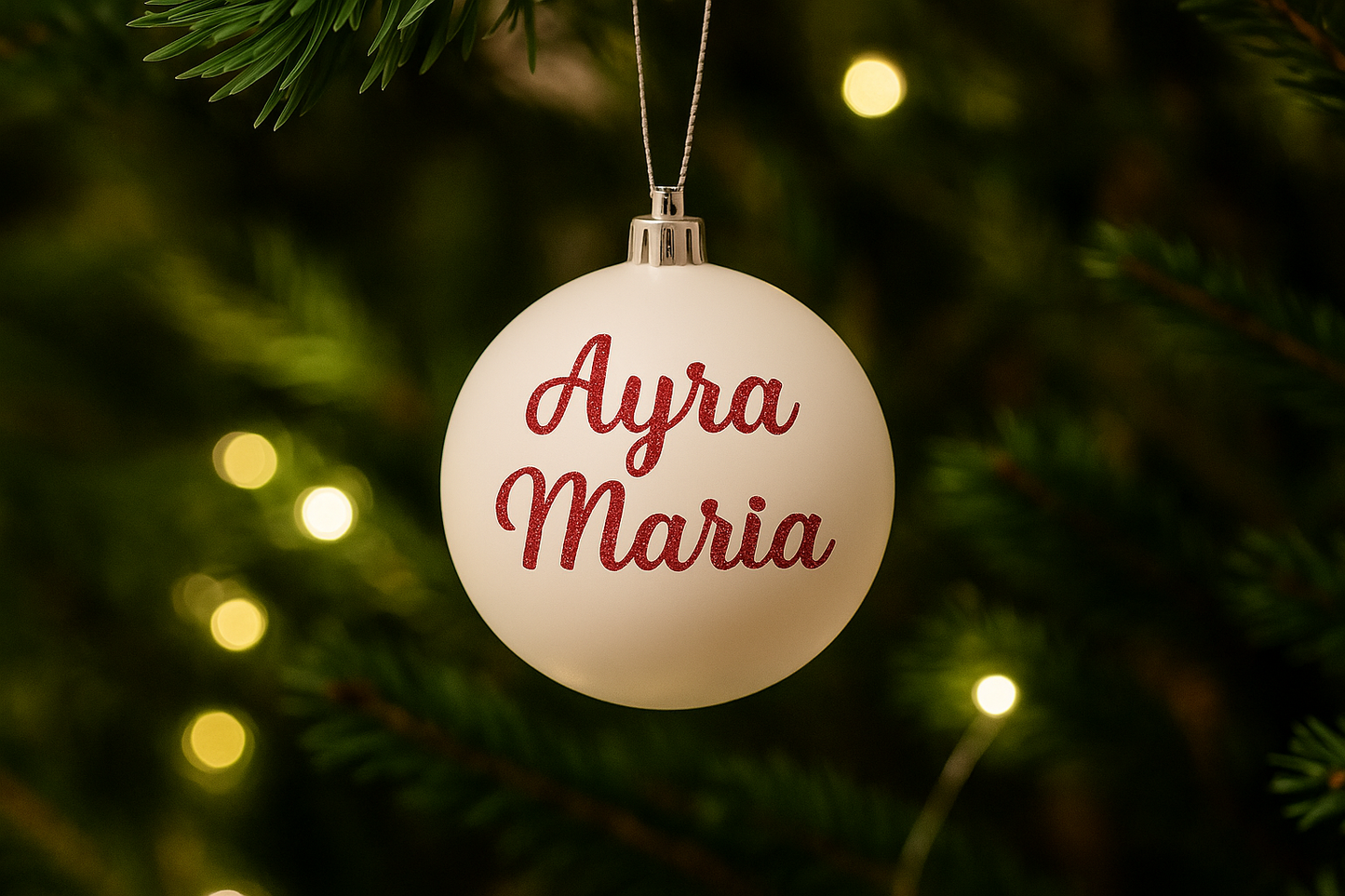 Pallina di Natale Personalizzata con Nome – Glitter Rosso o Oro