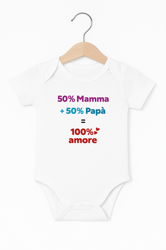 Body neonato “100% Amore” – Regalo tenero e originale