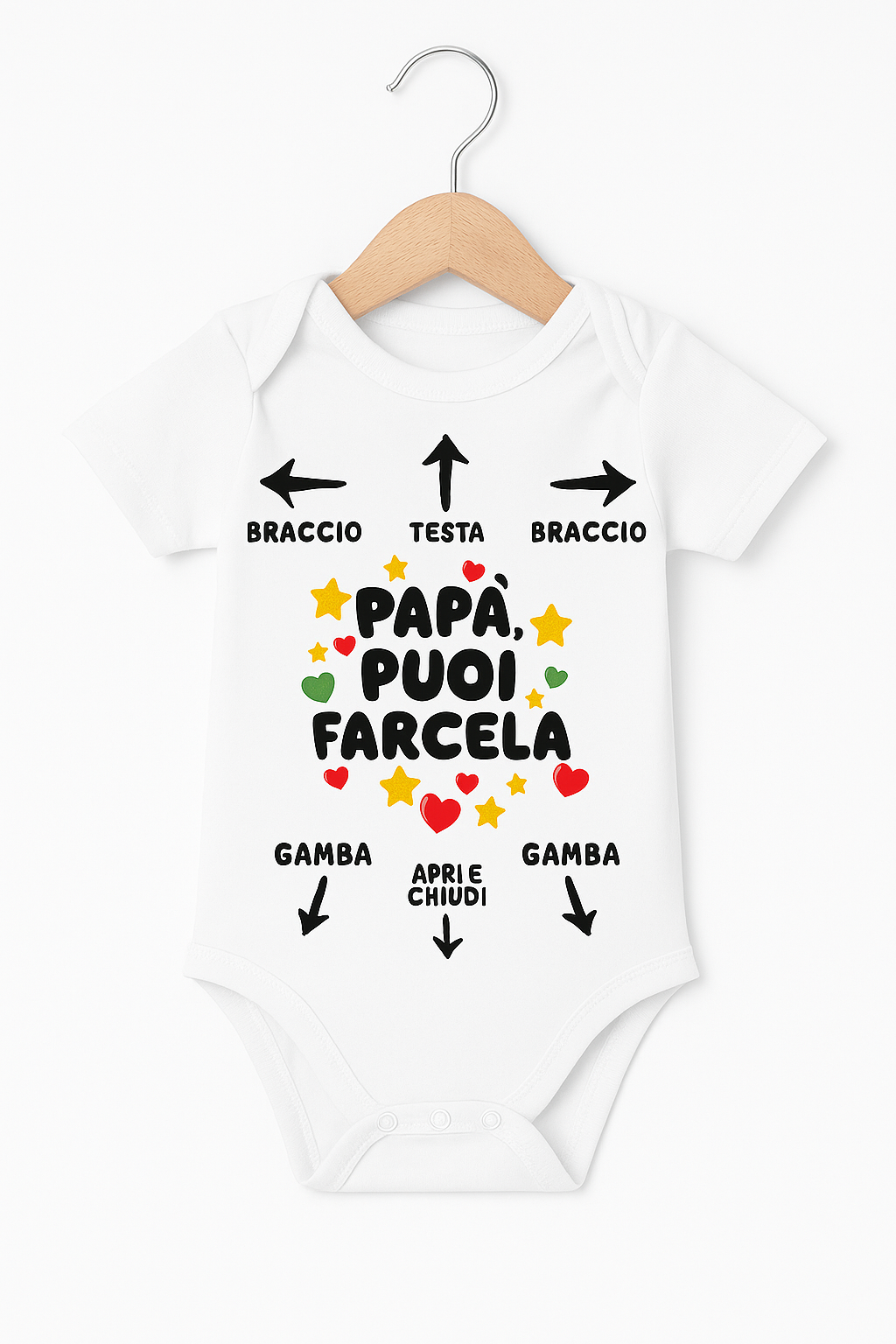 Body neonato “Papà puoi farcela” – Guida cambio pannolino divertente