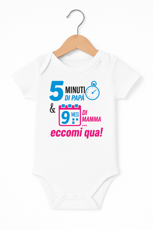 Body “5 minuti di papà & 9 mesi di mamma… eccomi qua!”