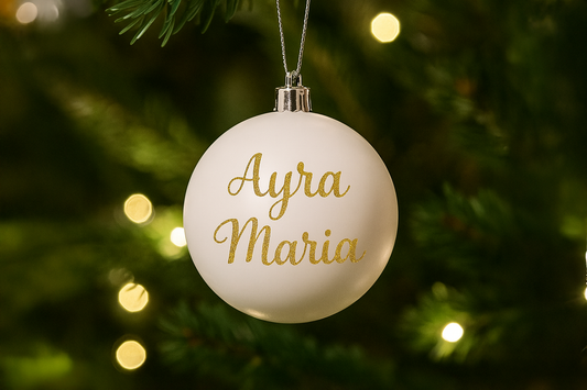 Pallina di Natale Personalizzata con Nome – Glitter Rosso o Oro