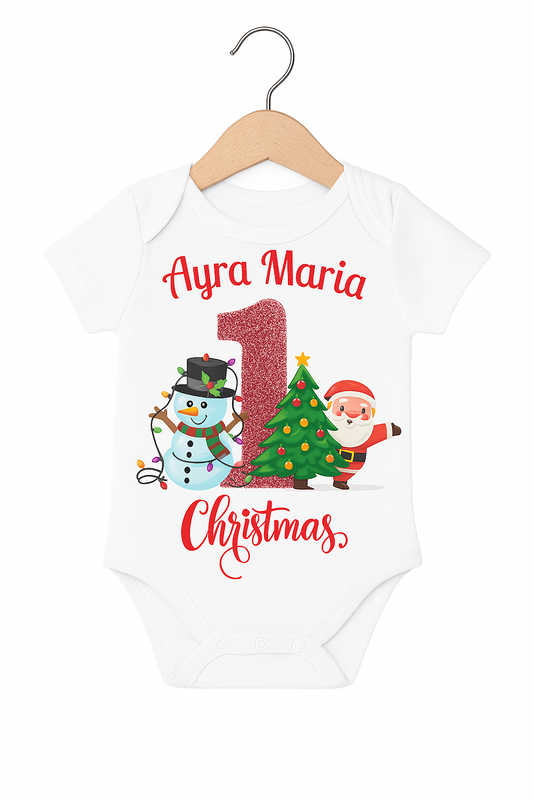 Body Primo Natale con Nome e Numero “1” – Christmas Edition
