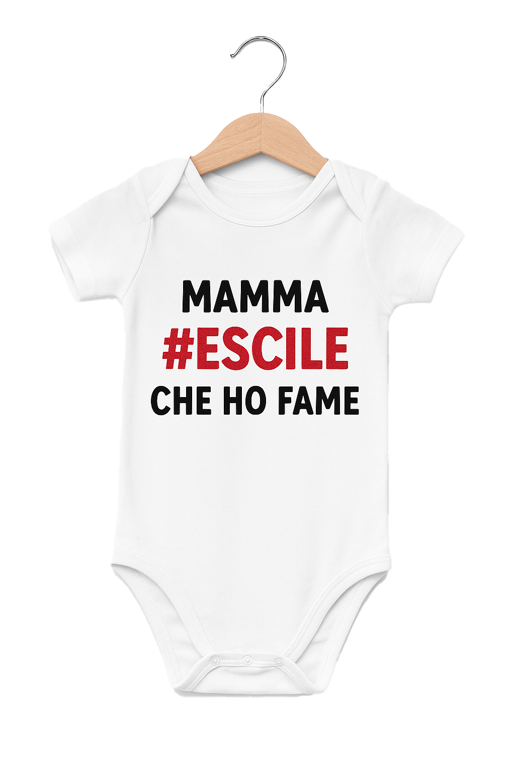 Body neonato divertente “Mamma #Escile che ho fame” – Idea regalo simpatica